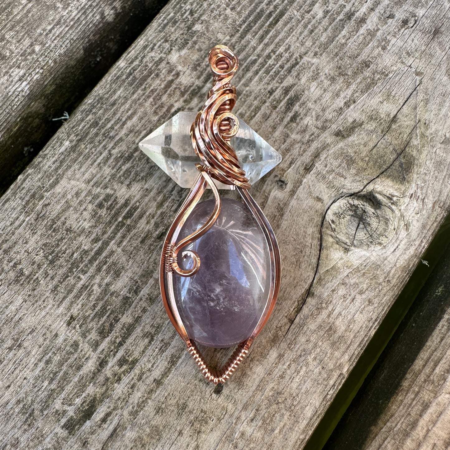 Amethyst Copper Wire Wrap Pendant