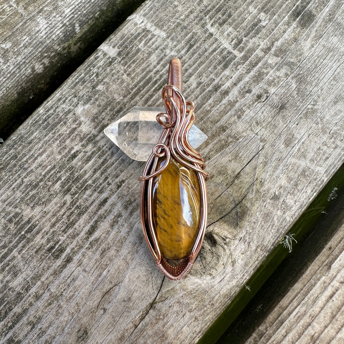 Tiger’s Eye Copper Wire Wrap Pendant
