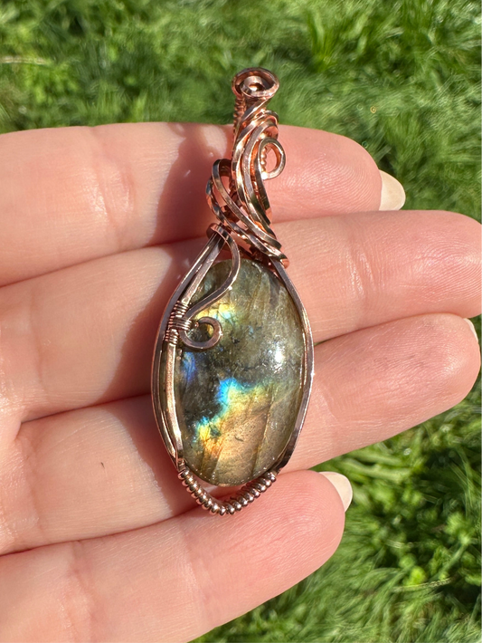Labradorite Copper Wire Wrap Pendant
