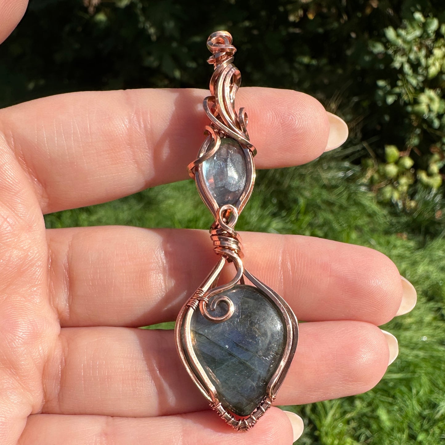 Labradorite x Kyanite Copper Wire Wrap Pendant
