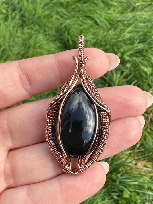 Rainbow Obsidian Copper Wire Wrap Pendant