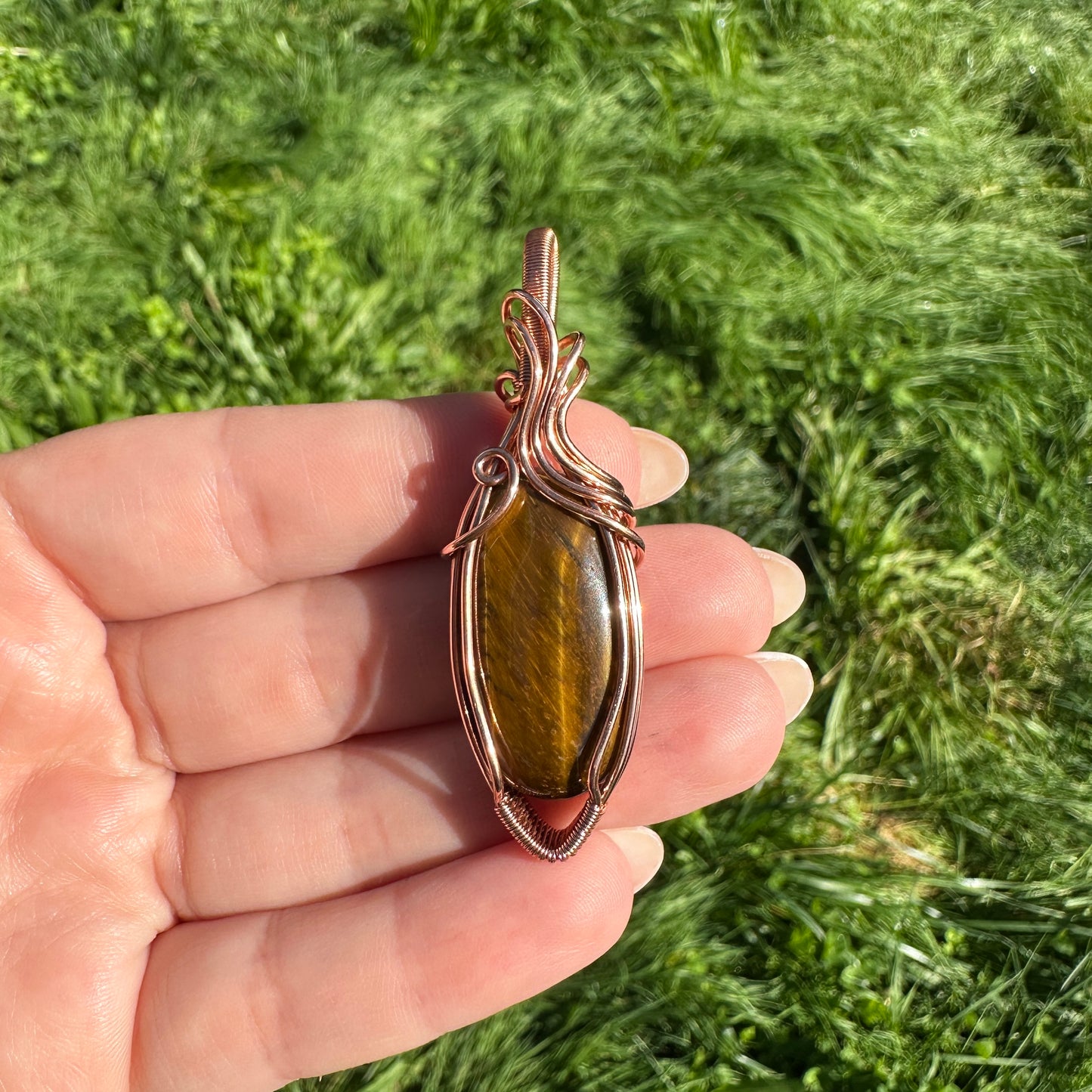 Tiger’s Eye Copper Wire Wrap Pendant